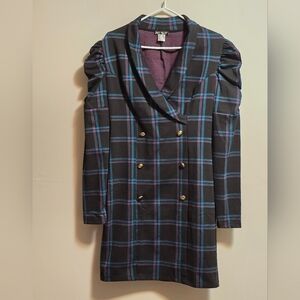 Venus plaid blazer long sleeves mini dress size medium